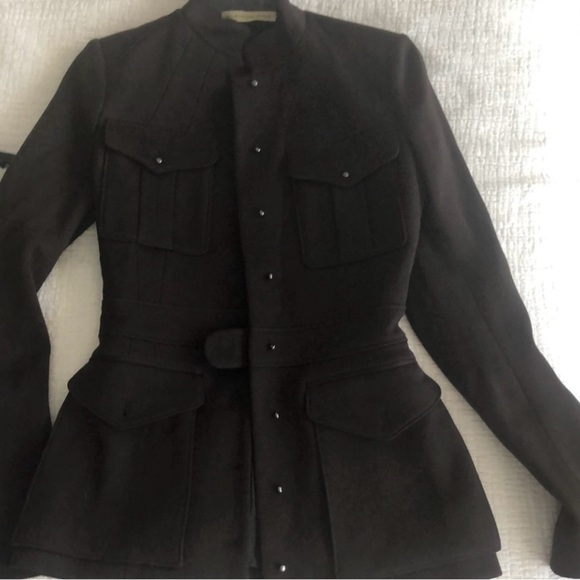 BALENCIAGA Black/Brown Wool Twill Blazer Jacket - Picture 4 of 12